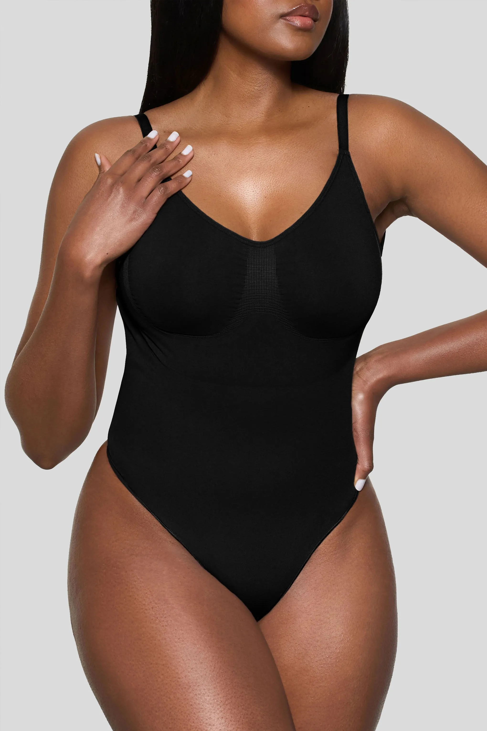 BOOMBA | Black Bodysuit Thong Shapewear Club L London