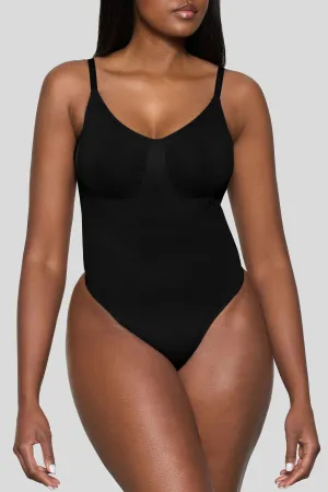 BOOMBA | Black Bodysuit Thong Shapewear Club L London