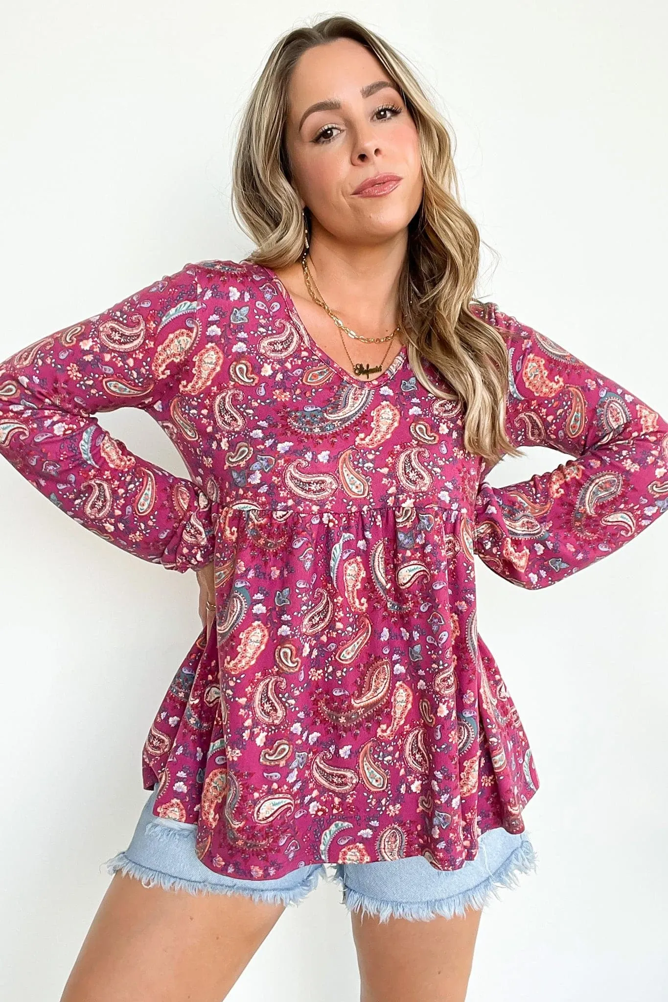 Catherina Paisley Babydoll Tunic Top - FINAL SALE