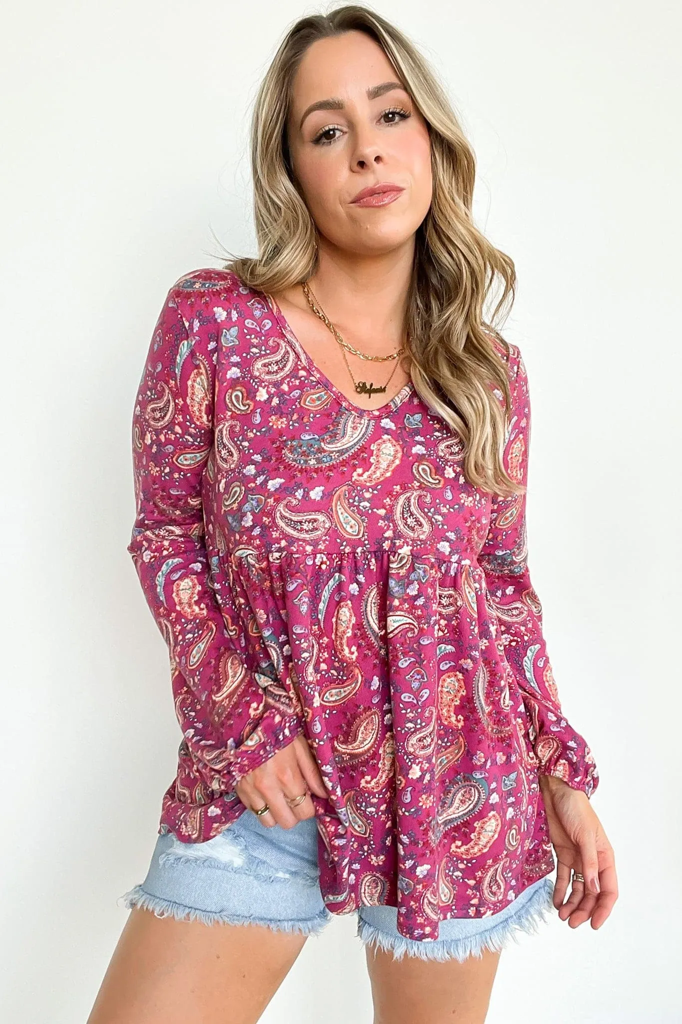 Catherina Paisley Babydoll Tunic Top - FINAL SALE