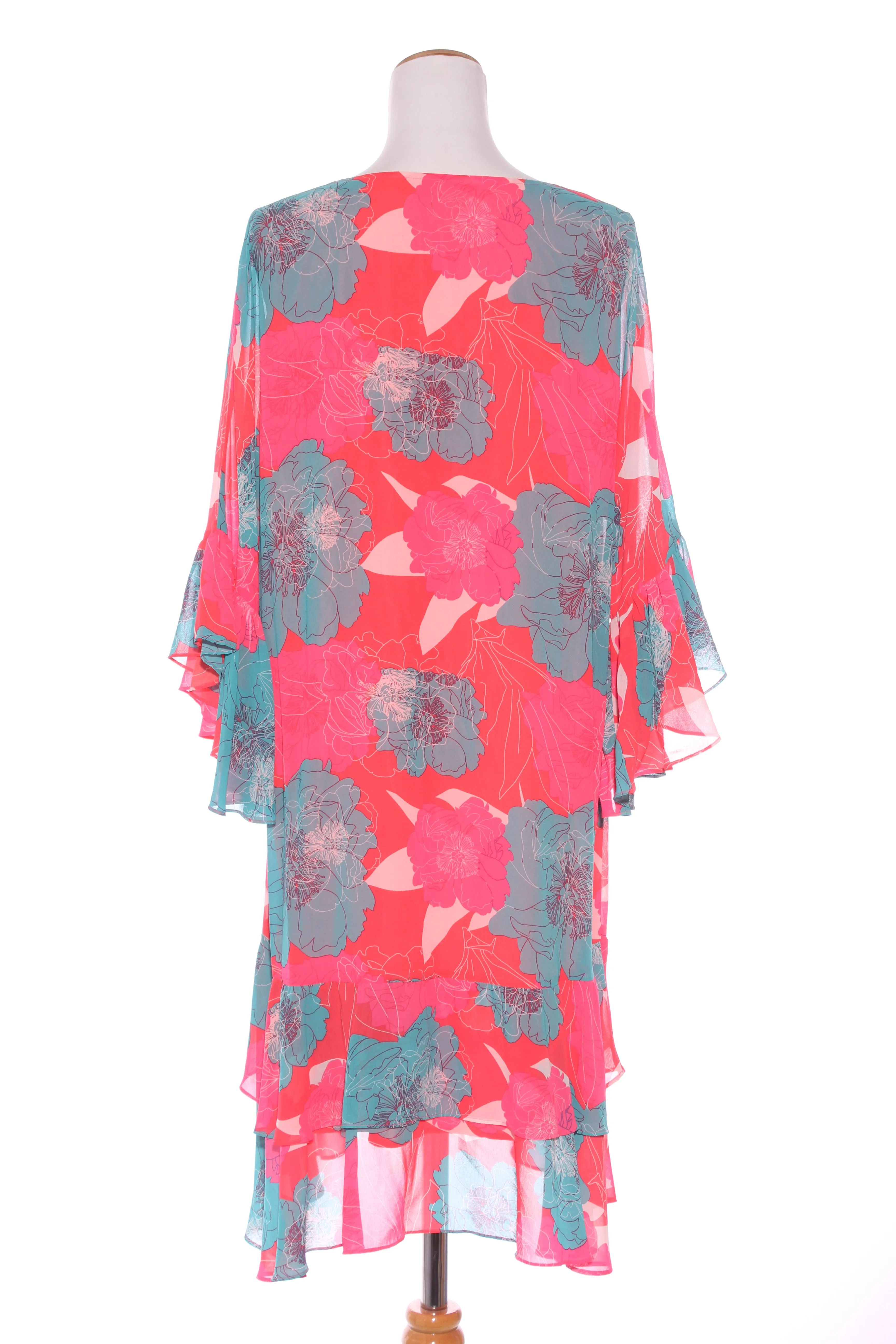 CHARLO - Fluro floral ruffle sleeve dress! 16