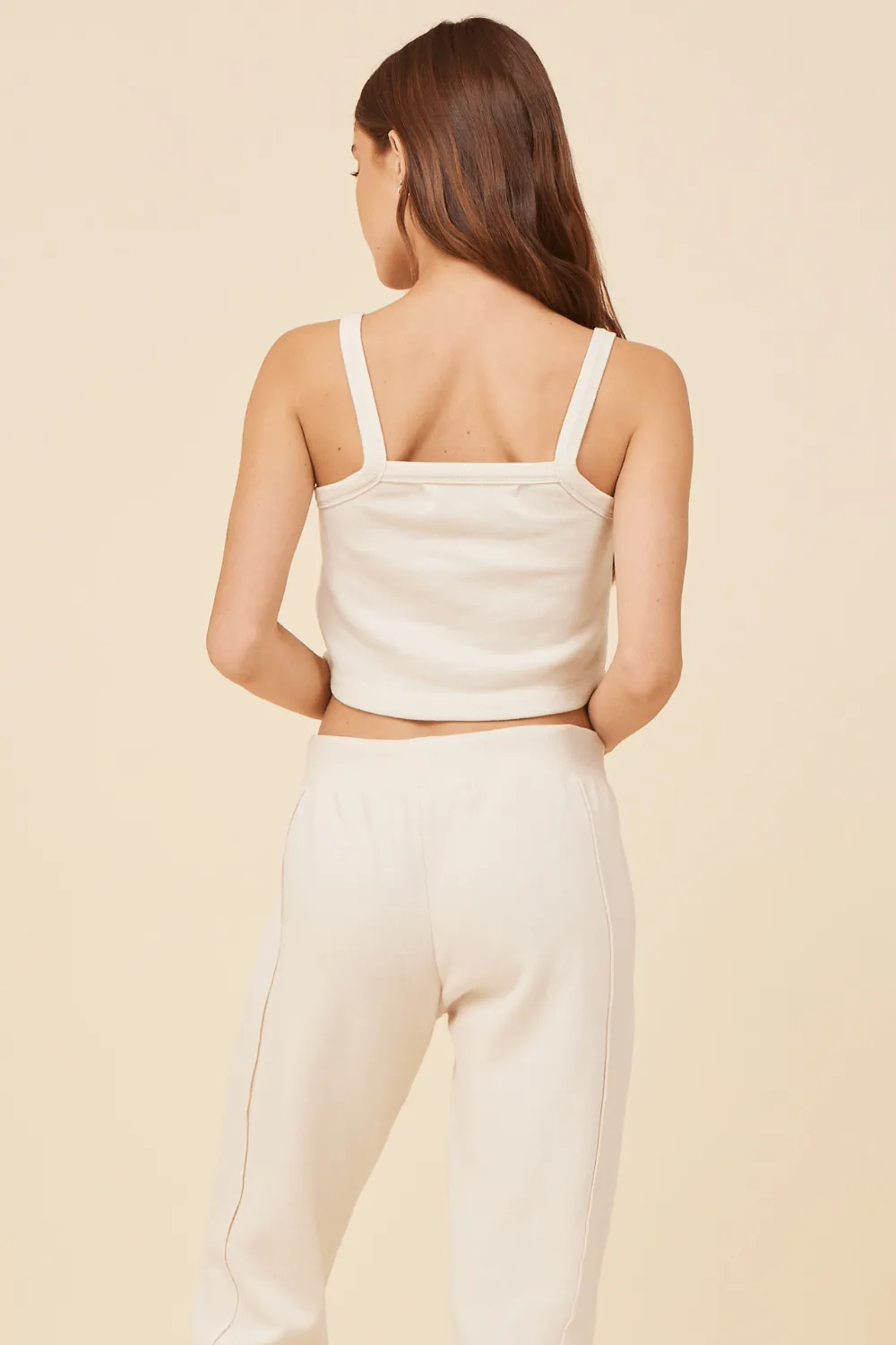 Coconut White Solid Burnout Fleece Tank