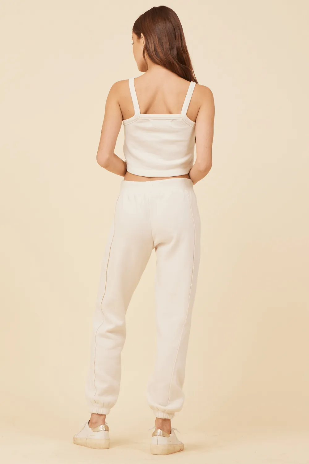 Coconut White Solid Burnout Fleece Tank