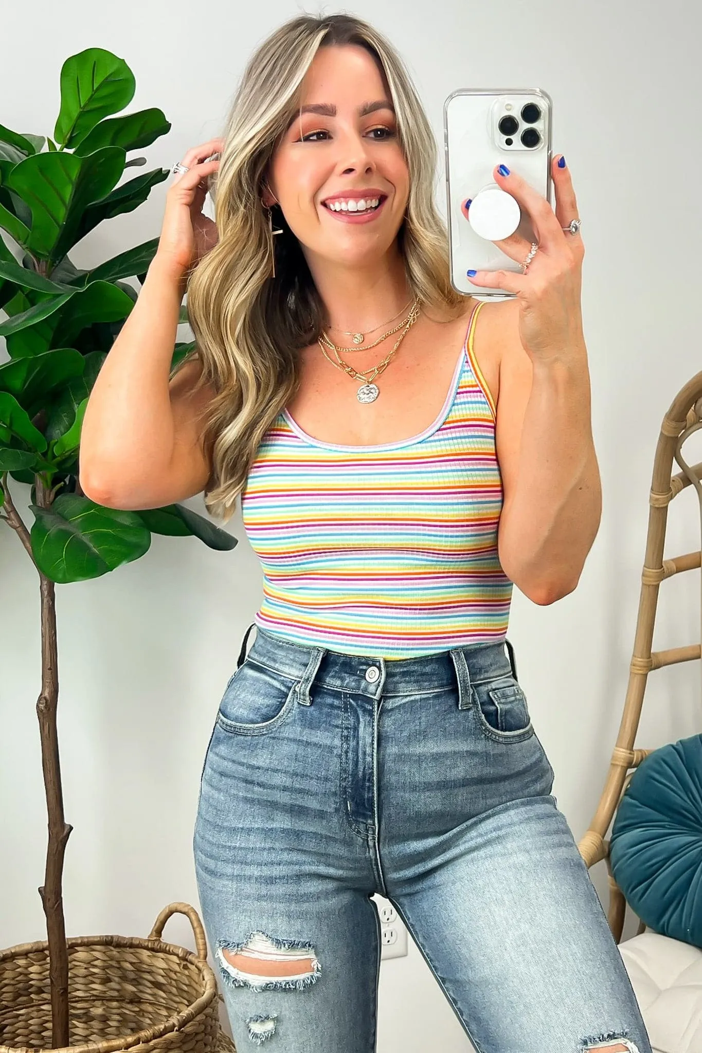 Debby Striped Ribbed Bodysuit - FINAL SALE