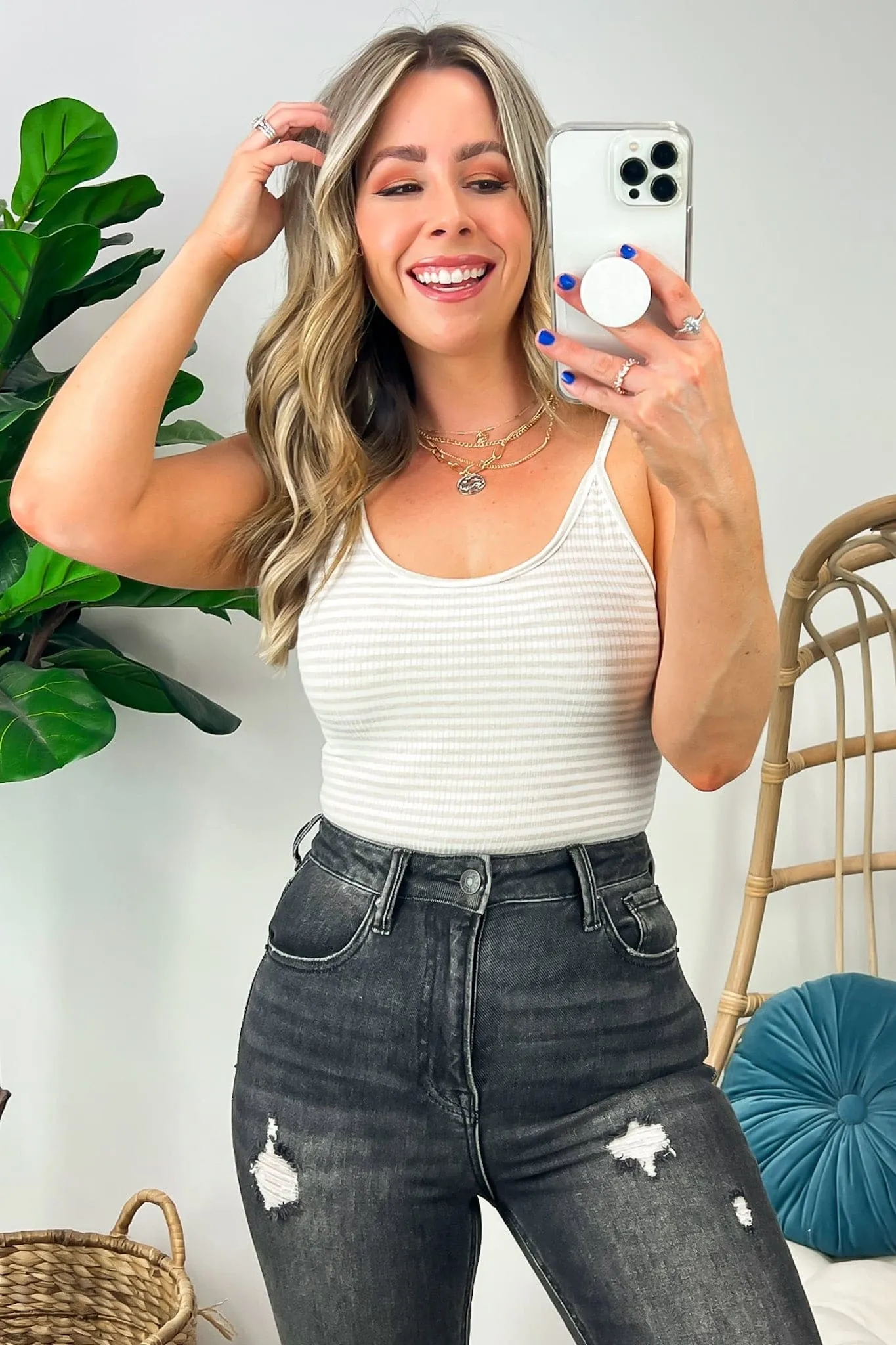 Debby Striped Ribbed Bodysuit - FINAL SALE