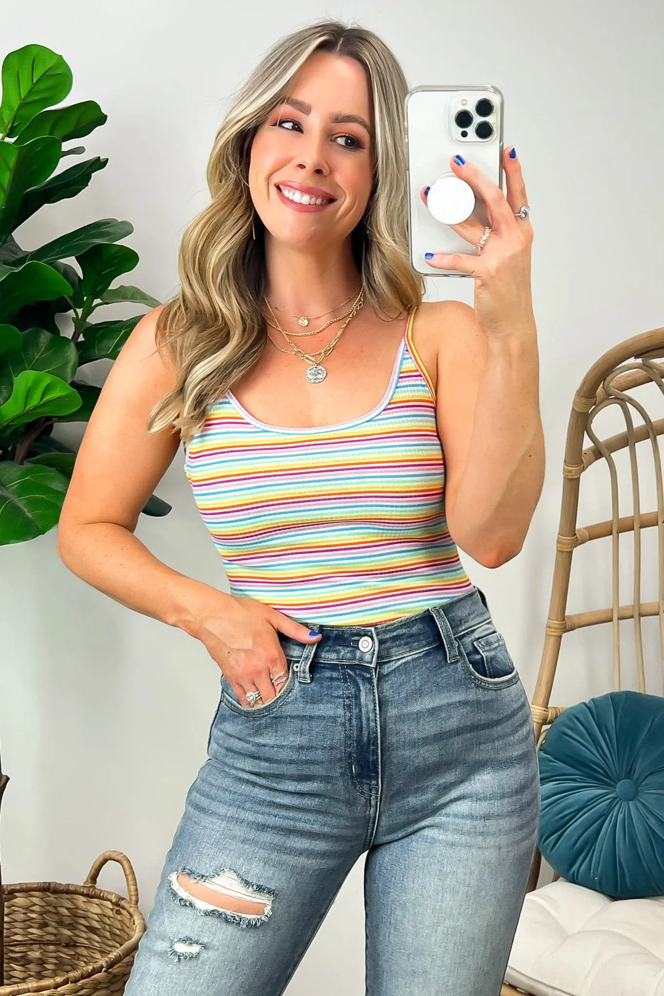 Debby Striped Ribbed Bodysuit - FINAL SALE