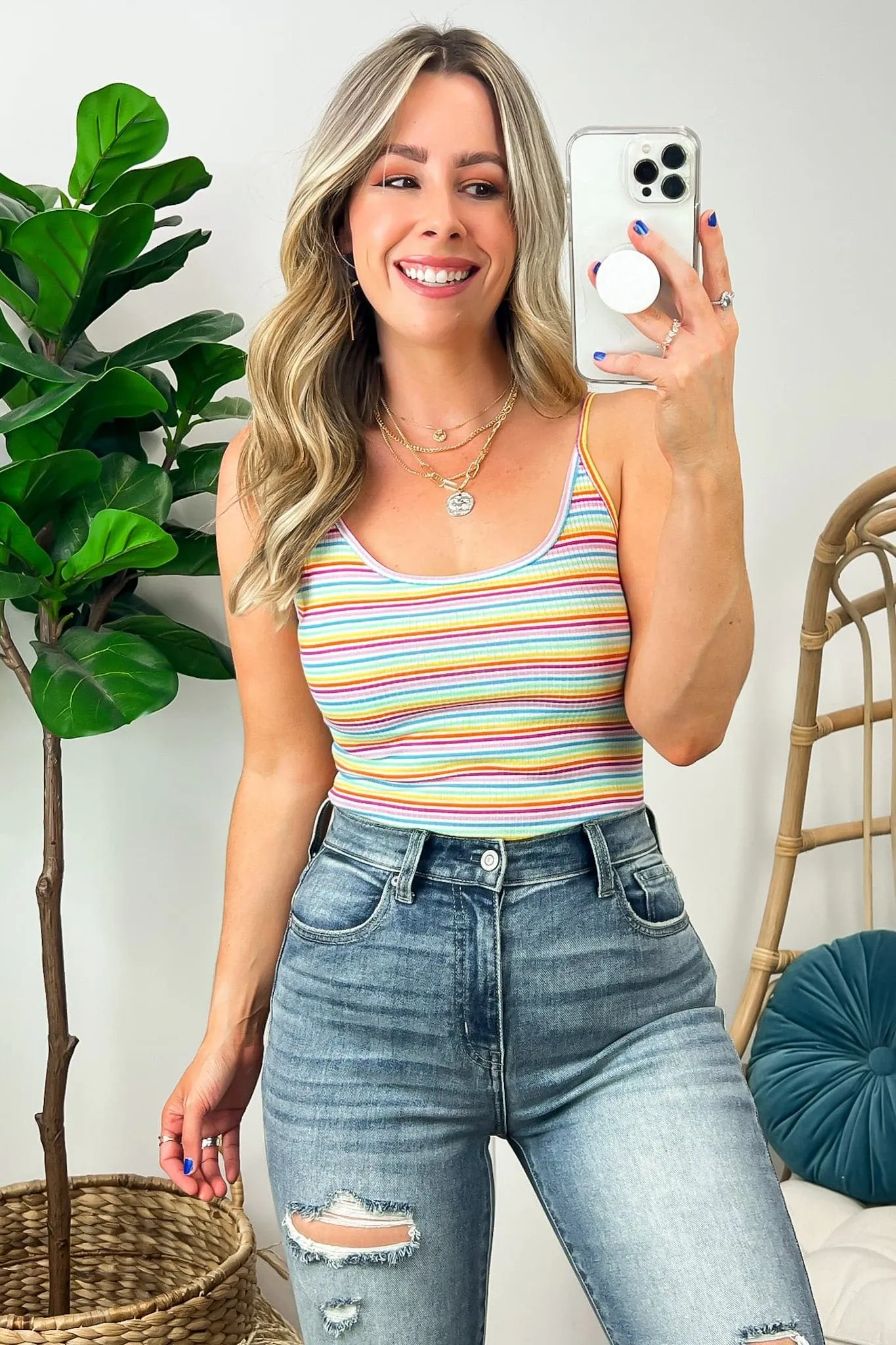 Debby Striped Ribbed Bodysuit - FINAL SALE