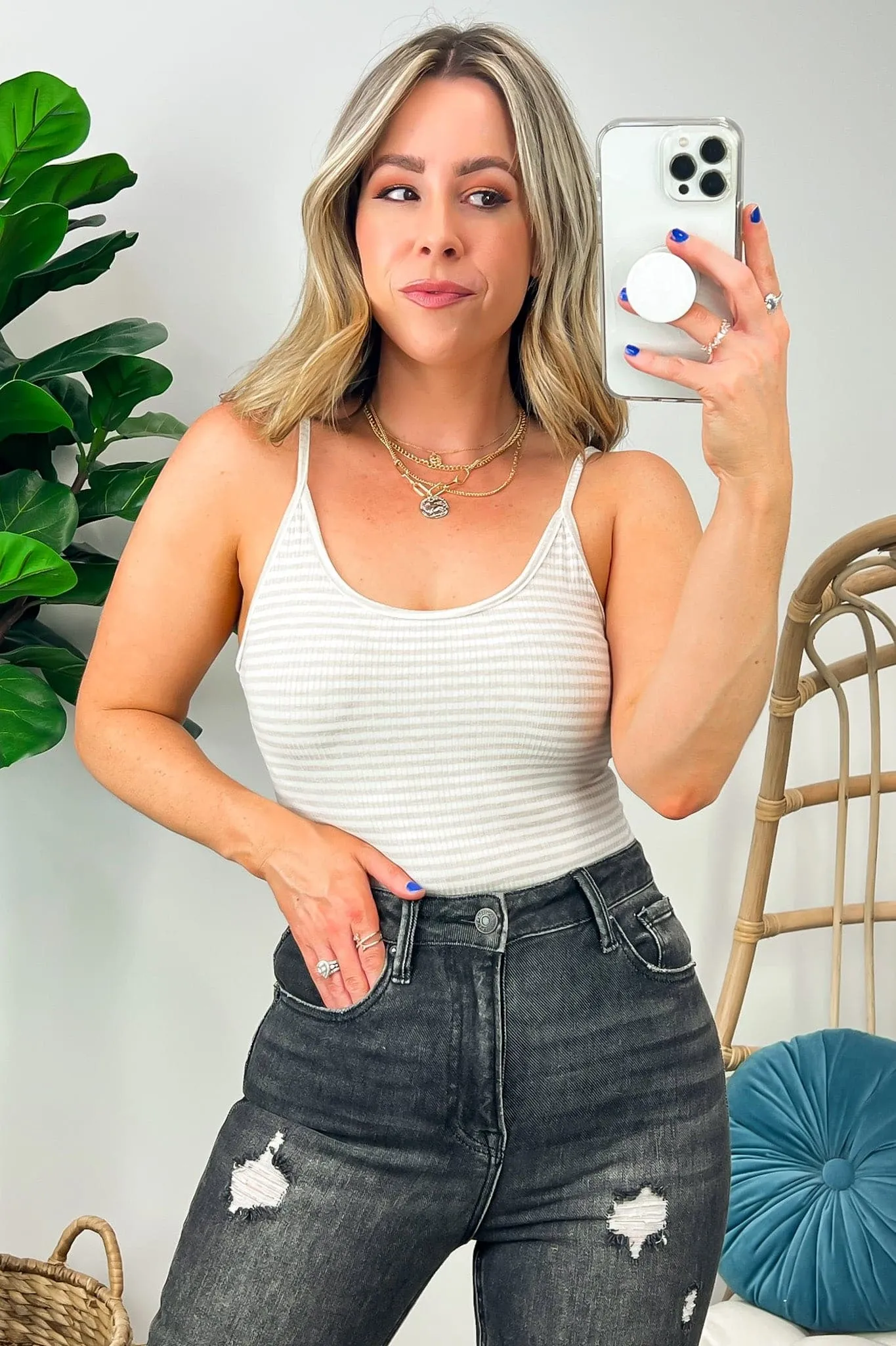 Debby Striped Ribbed Bodysuit - FINAL SALE