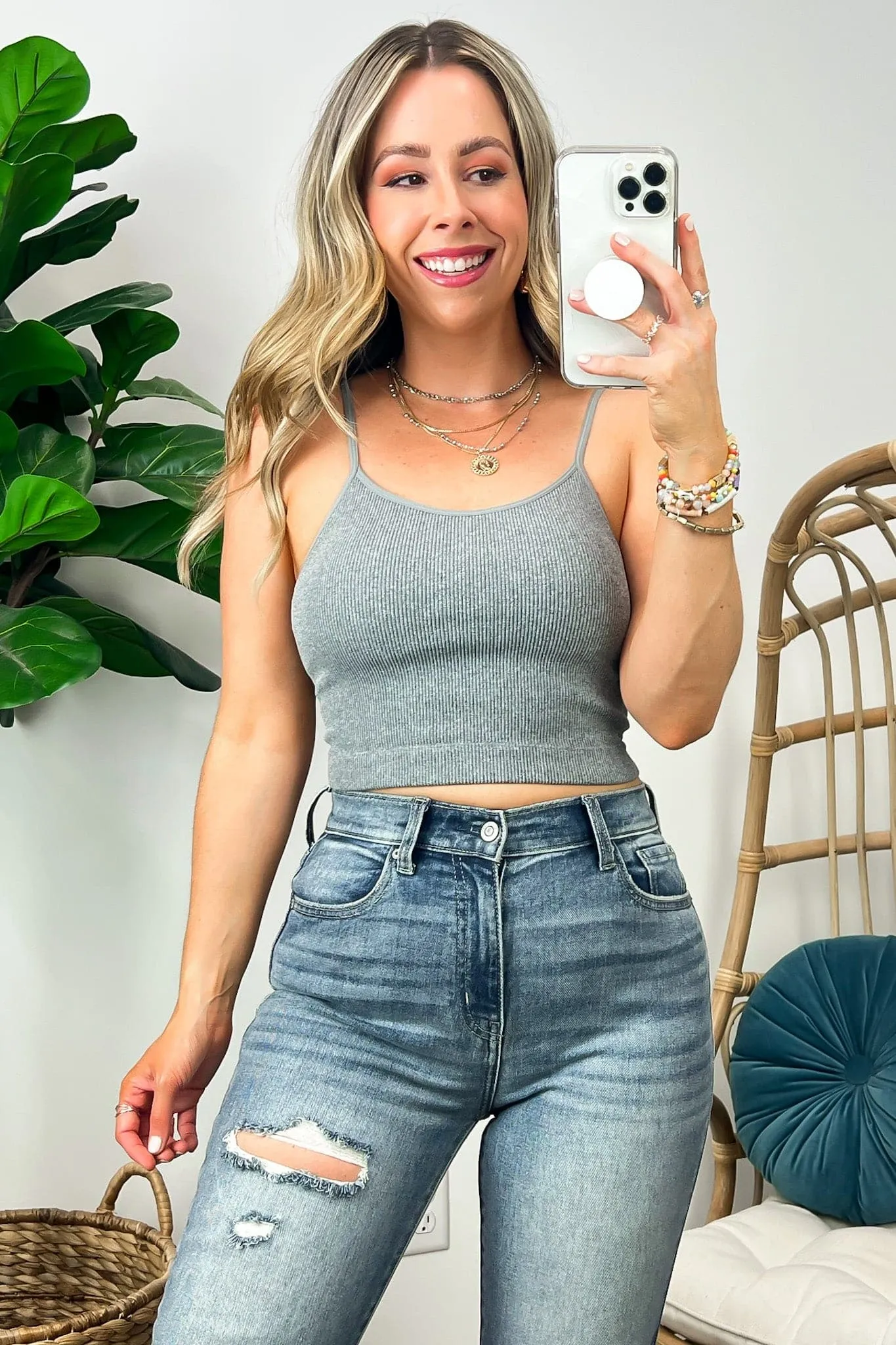 Dovie Ribbed Seamless Cropped Bra Top - FINAL SALE