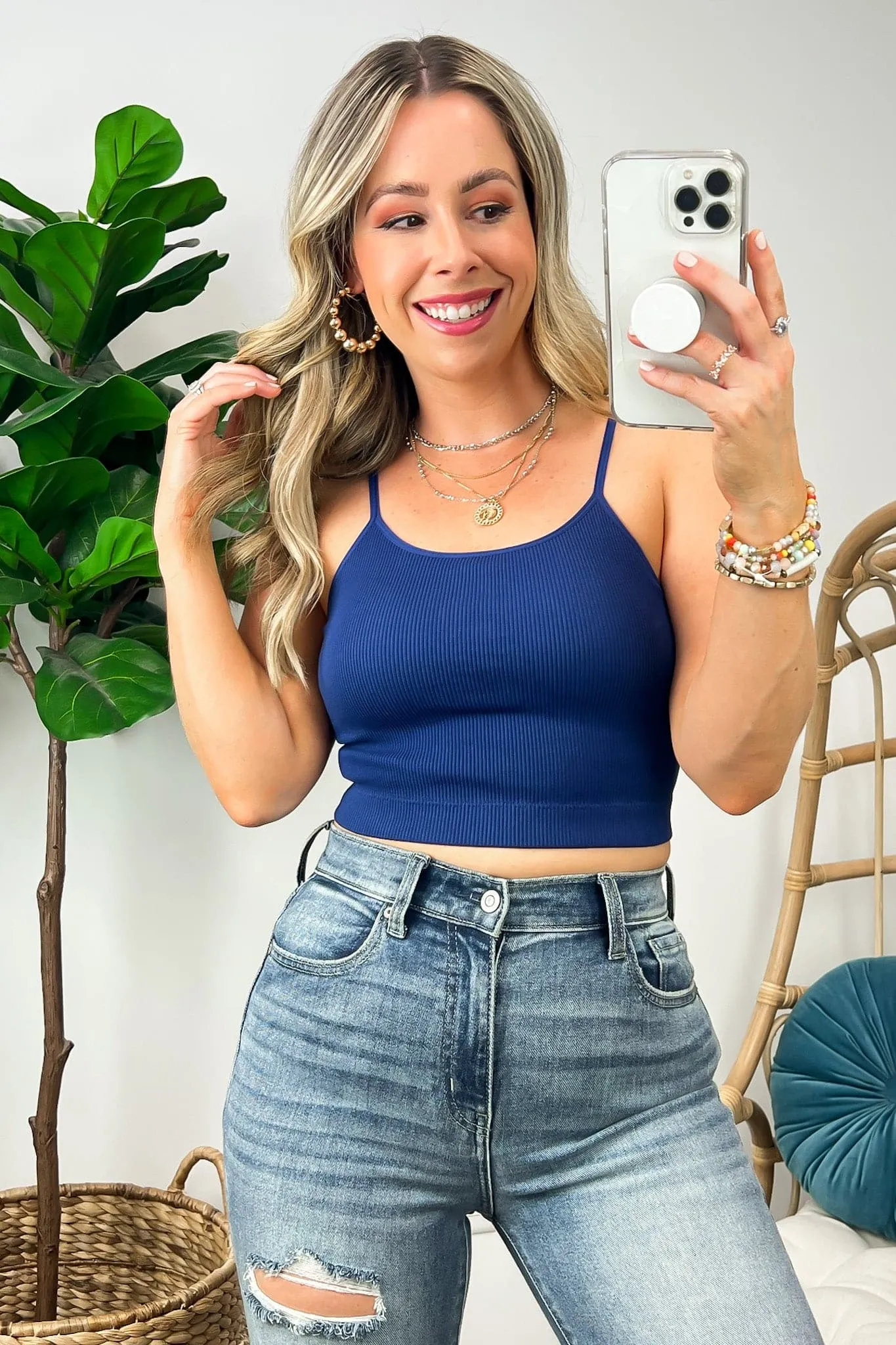 Dovie Ribbed Seamless Cropped Bra Top - FINAL SALE