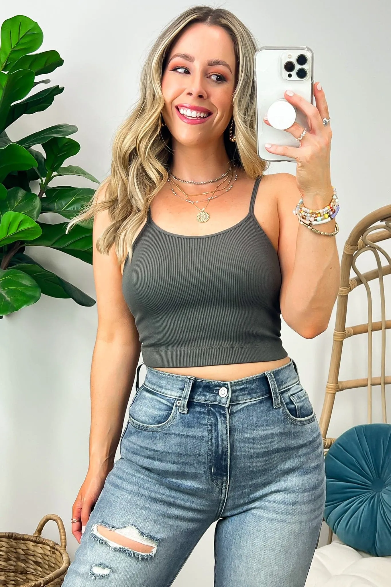 Dovie Ribbed Seamless Cropped Bra Top - FINAL SALE