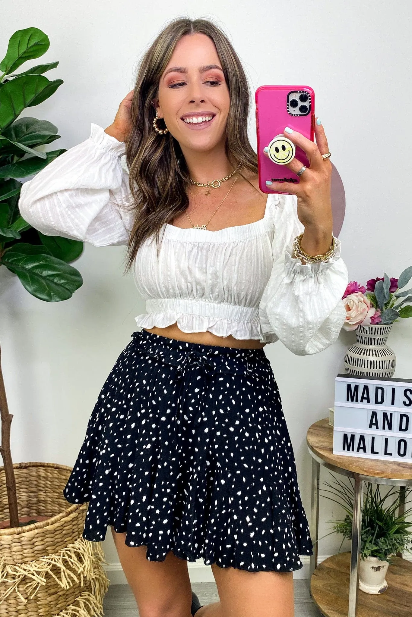 Eclectic Charm Square Neck Ruffle Crop Top - FINAL SALE