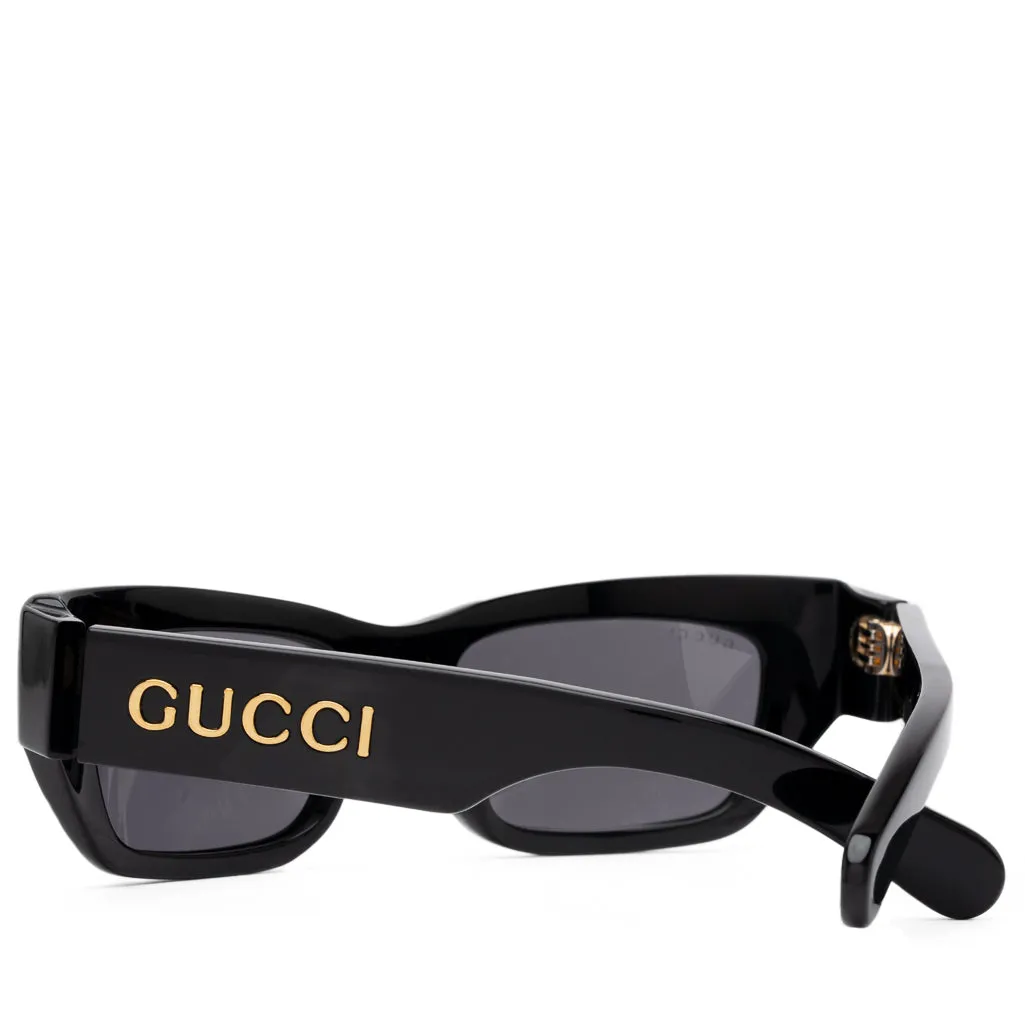 Gucci Rectangular Frame Sunglasses - Black/Solid Grey
