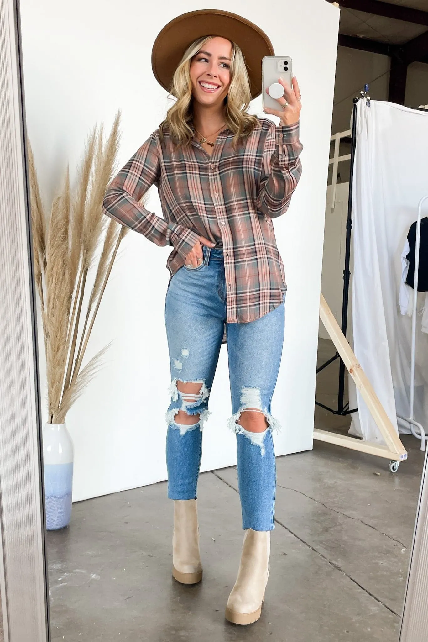 Izarah Plaid Button Down Top - FINAL SALE
