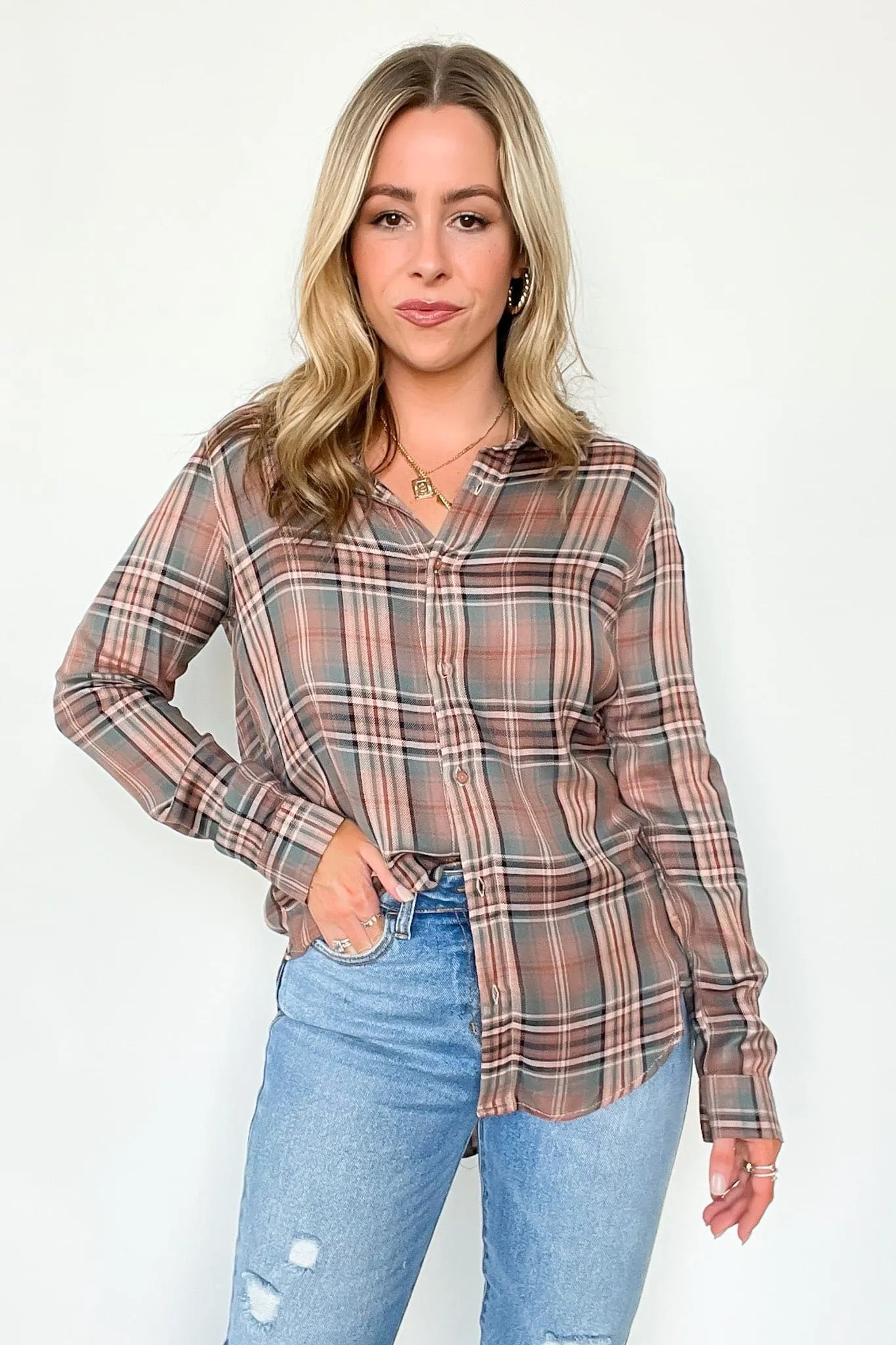 Izarah Plaid Button Down Top - FINAL SALE