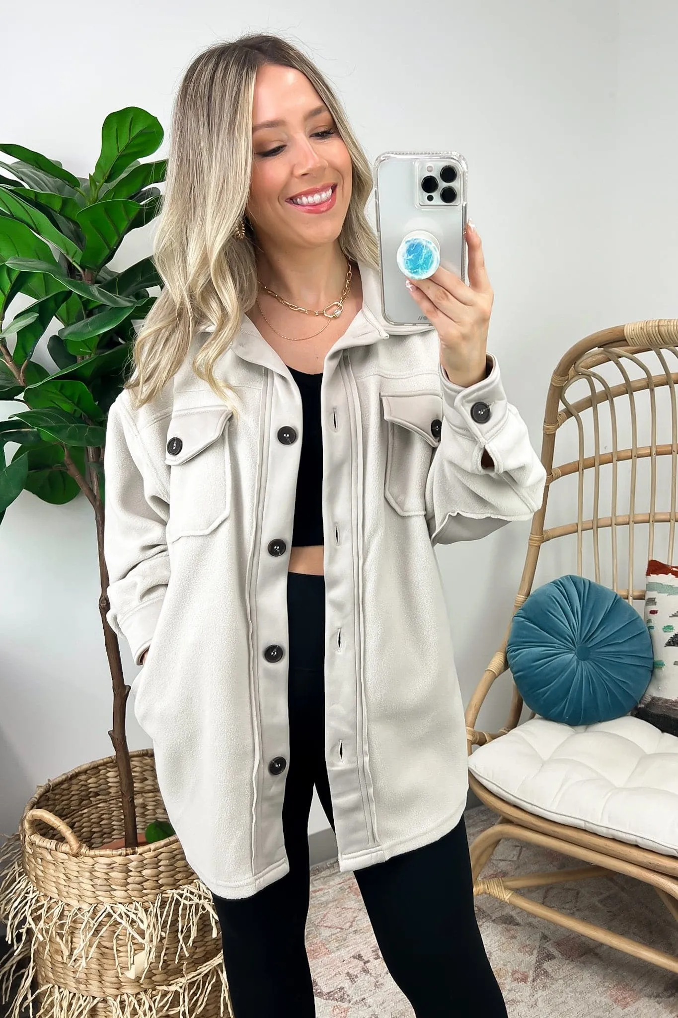 Marinda Oversized Fleece Shacket - FINAL SALE