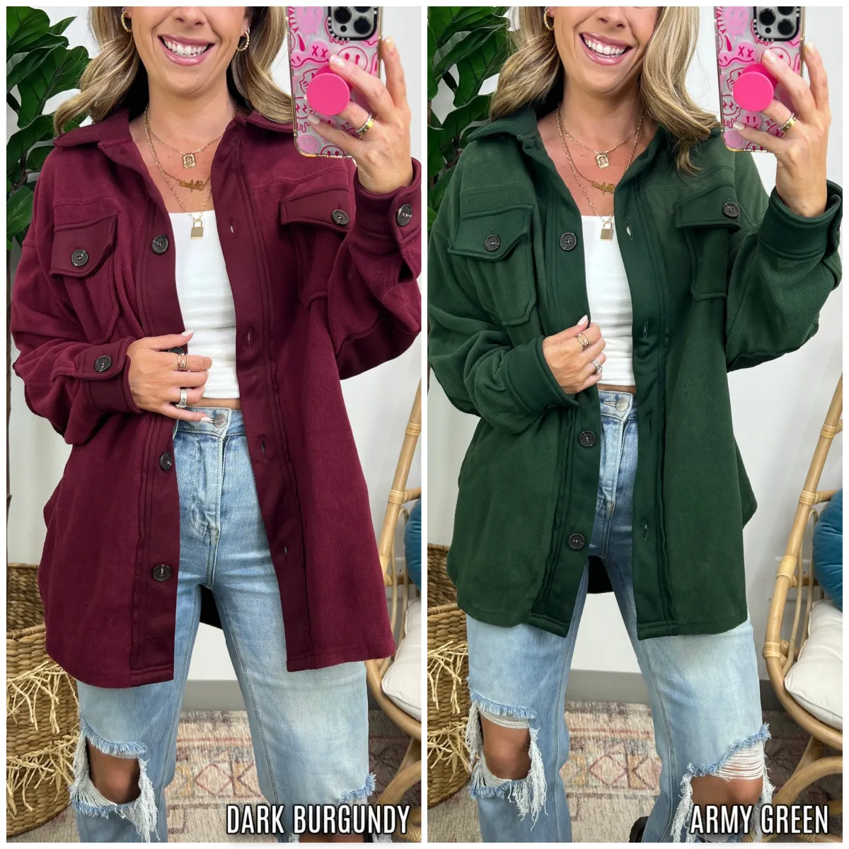 Marinda Oversized Fleece Shacket - FINAL SALE