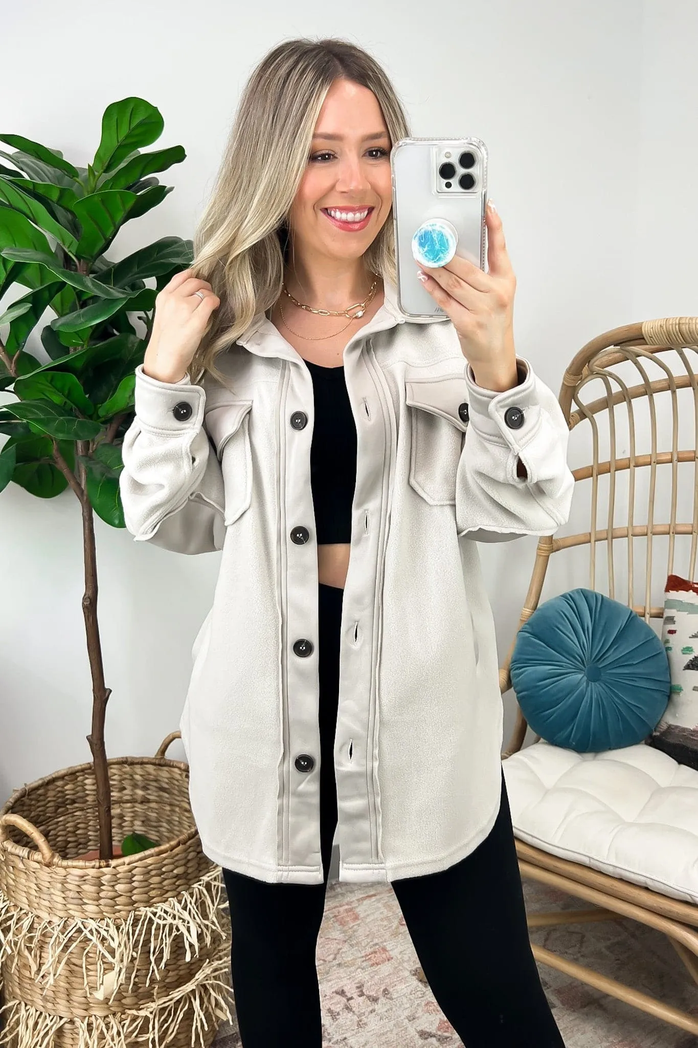Marinda Oversized Fleece Shacket - FINAL SALE