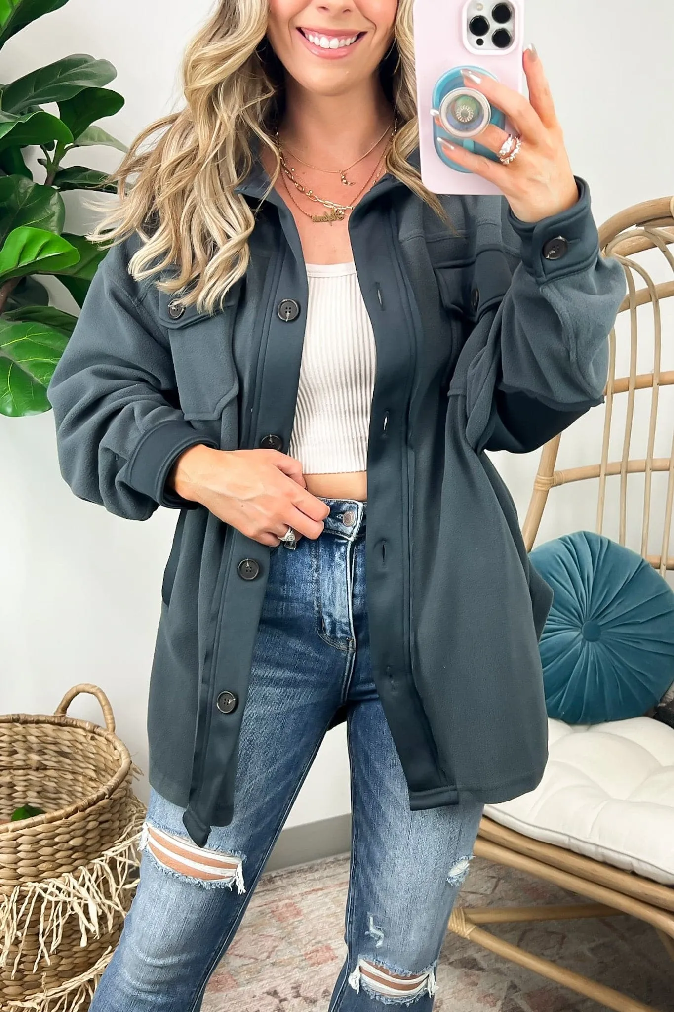 Marinda Oversized Fleece Shacket - FINAL SALE