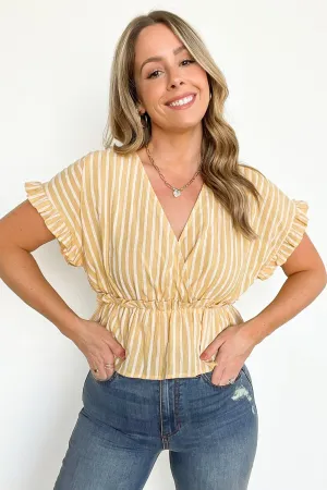 Natural Light Striped Ruffle Trim Top - FINAL SALE