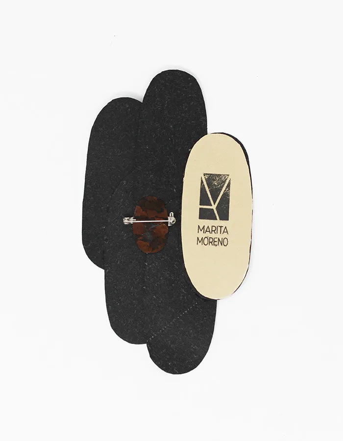 Pieces - Assymetrical Pin - Brown and Dark Brown Cork