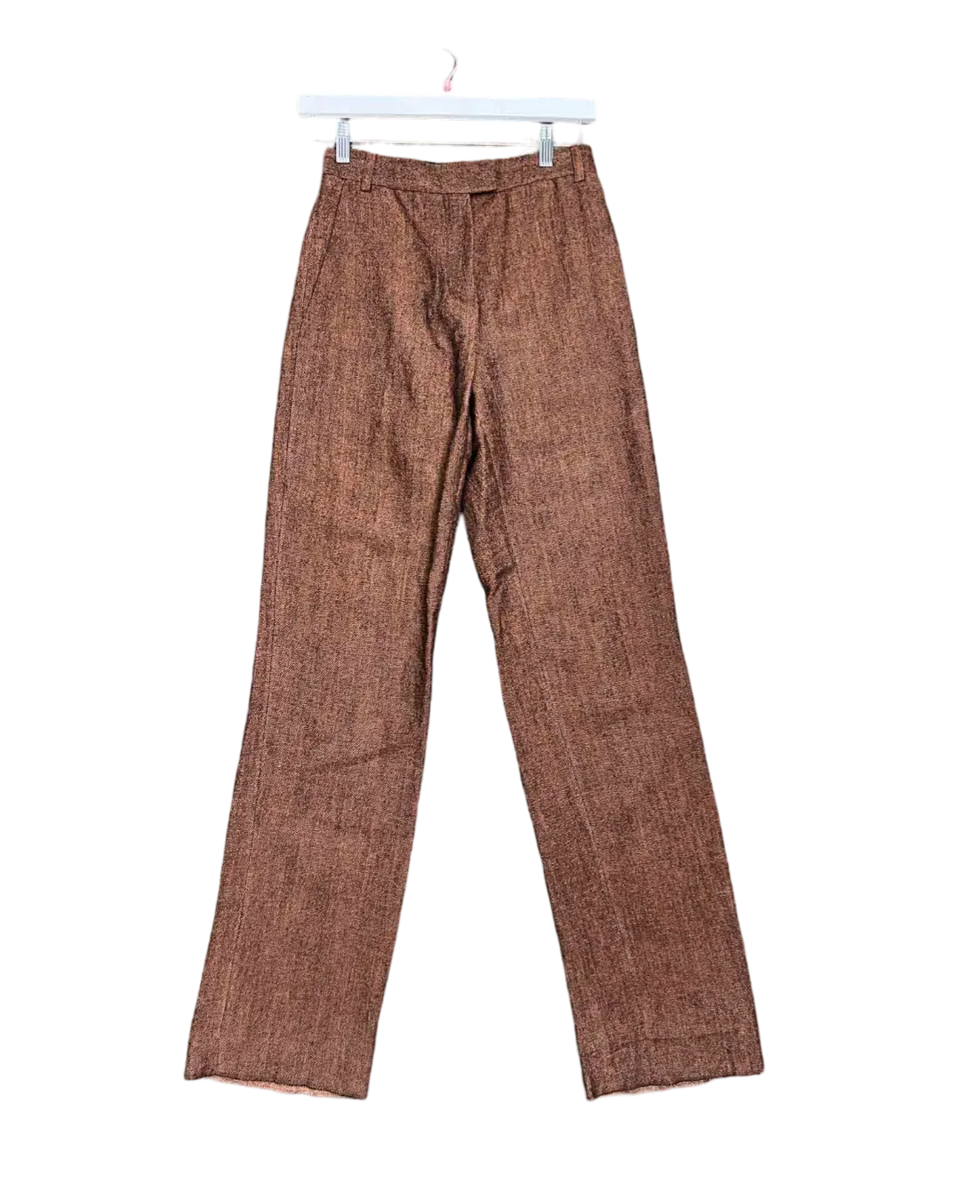 Size 34 (XS) | Acne Studios Brown Linen and Wool Blend Gaberdine Straight Leg Pants