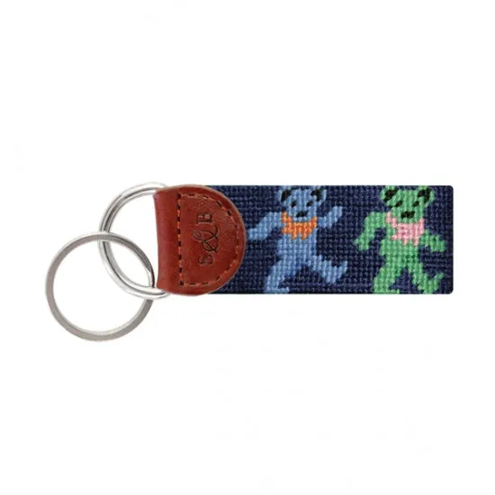 Smathers & Branson Dancing Bears Needlepoint Key Fob - Dark Navy