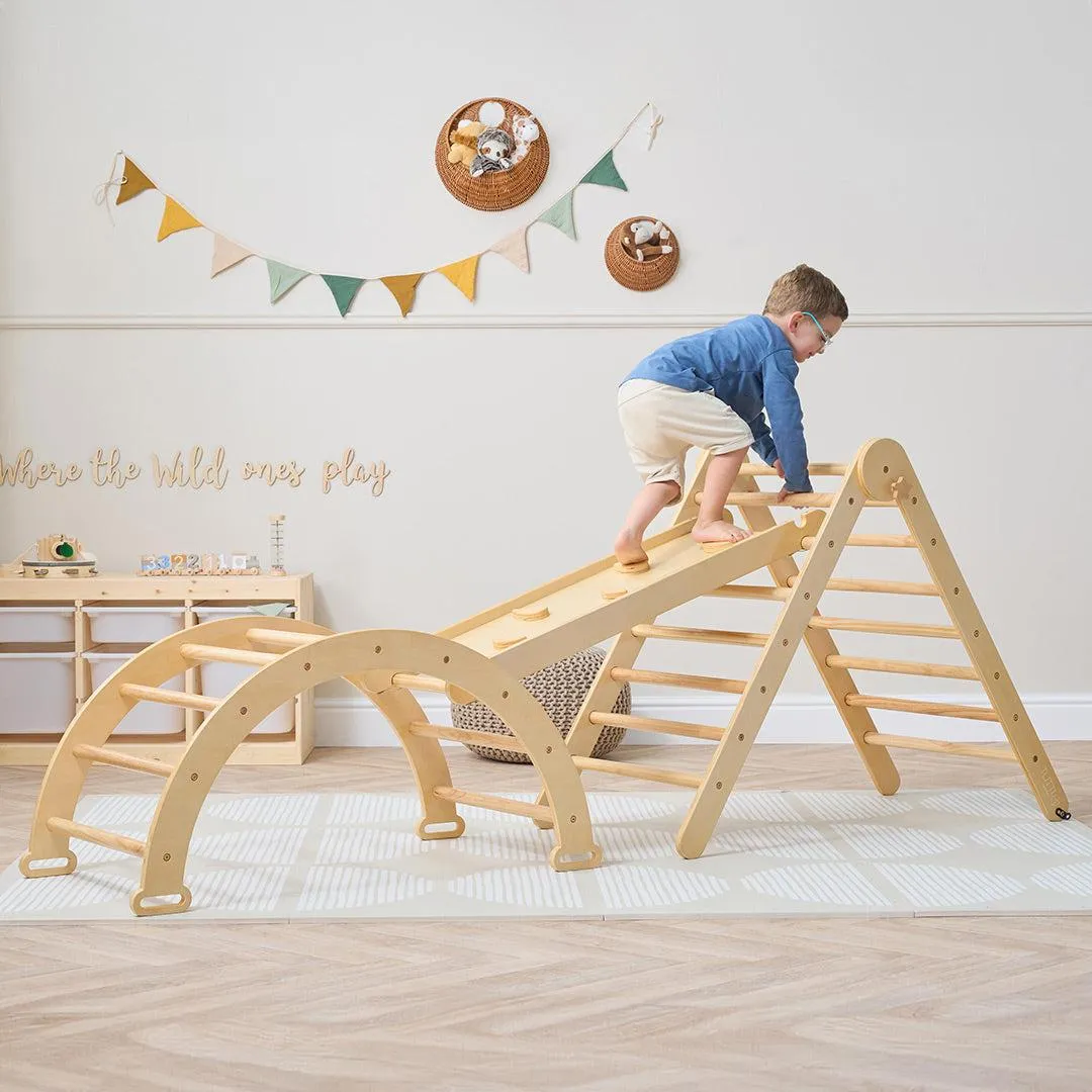 Tutti Bambini Scala Montessori 3 In 1 Pikler Climbing Frame With Climbing Wall - Natural