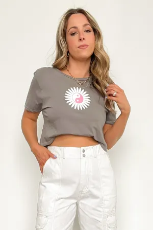 Yin Yang Flower Graphic Cropped Tee - FINAL SALE